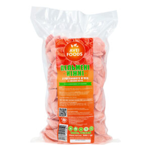 ПЕЛЬМЕНІ «НІЖНІ» рослинні, 1000 грам, ТІСТО З БАМБУКОВОЮ КЛІТКОВИНОЮ